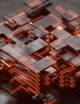 A computer generated image of a complex structure
