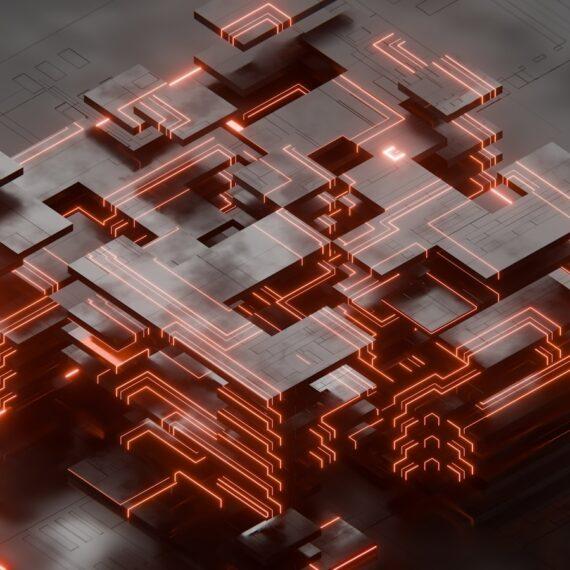 A computer generated image of a complex structure