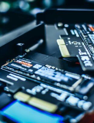 black and gray computer motherboard